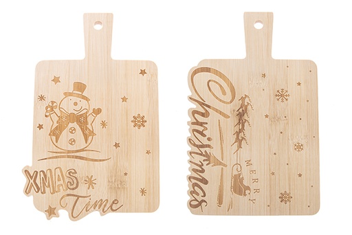 [122745] Tabla bambú decorada Navidad 22x14 cm