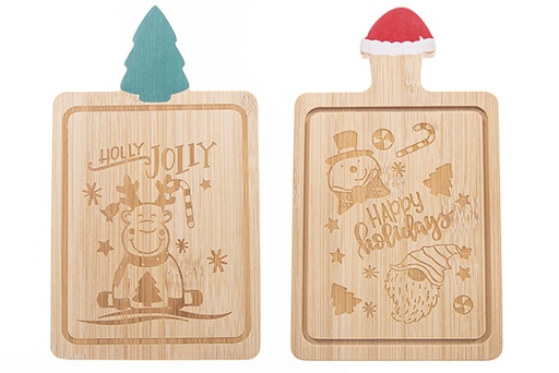 [122746] Tabla bambú decorada Navidad 19x11 cm