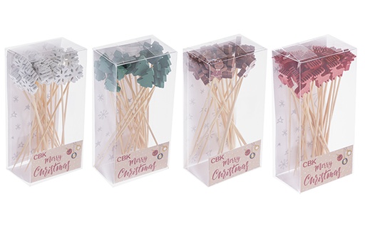 [122755] Pack 20 bamboo skewers with assorted Christmas figures
