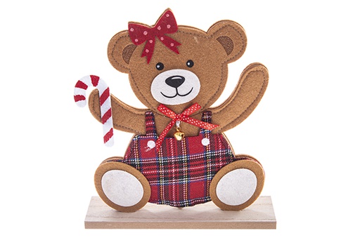 [122772] Figurine en feutre ours de Noël 22 cm