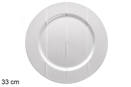 [122810] Bajo plato con rayas plata 33 cm