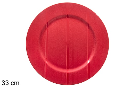 [122811] Sottopiatto rosso a righe 33 cm  