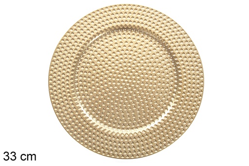 [122815] Bajo plato oro decorado perlas 33 cm