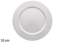 Sous-assiette argentée décorée à pèrles 33 cm  