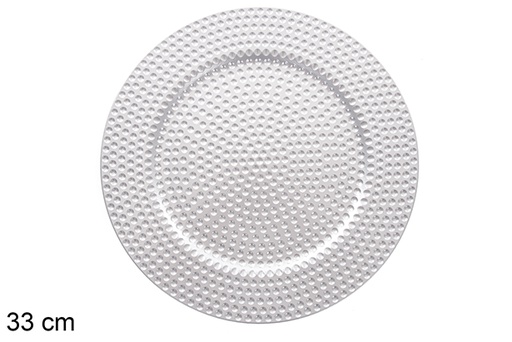 [122816] Bajo plato plata decorado perlas 33 cm