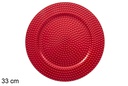 Sous-assiette rouge décorée de pèrles 33 cm 
