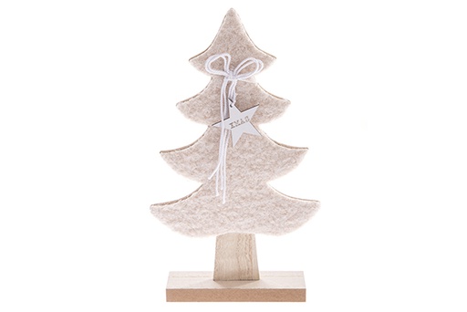 [122832] Wooden Christmas tree figure with white felt 30 cm