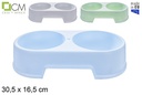 Comedero doble redondo mascotas color pastel 30,5x16,5 cm