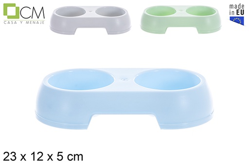 [122937] Comedero doble redondo mascota color pastel 23x12 cm