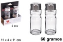 Pack 2 saleros cristal tapa metal 60 gramos