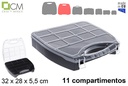 Caja plástico organizadora 11 compartimentos negra 32x28x5,5 cm