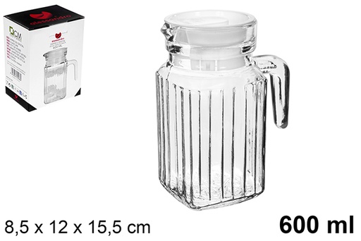 [123024] Pichet pour eau en verre avec couvercle blanc 600 ml