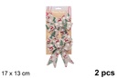 Pack 2 lazos navidad  tela de saco decorado renos/arbol 17x13cm