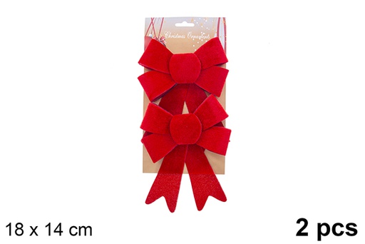 [123035] Pack 2 red fabric Christmas bows 18x14cm