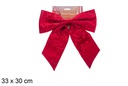 Lazo navidad tela rojo brillo 33x30cm