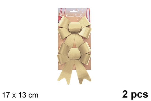[123041] Pack 2 fiocchi natalizi dorati di lusso 17x13 cm