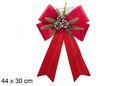 Lazo Navidad rojo brillo decorado con piñas 44x30 cm