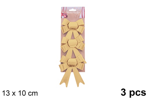 [123053] Pack 2 nœuds de Noël dorés de luxe 17x13cm