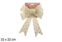 Lazo navidad oro decorado brillo 32x22cm