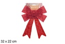 Lazo navidad rojo decorado brillo 32x22cm