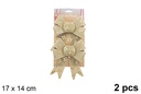 Pack 2 lazo navidad oro decorado brillo 17x14cm