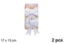 Pack 2 lazos navidad plata efecto purpurina 17x13cm