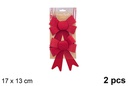 Pack 2 lazos navidad rojo efecto purpurina 17x13cm
