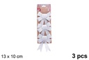 Pack 3 lazos navidad plata efecto purpurina 13x10cm
