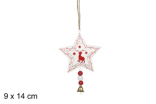 [100153] Ciondolo campana di Natale in metallo con renna