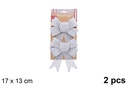 Pack 2 lazos navidad plata brillante 17x13cm