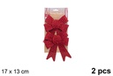 Pack 2 lazos navidad rojo brillante 17x13cm
