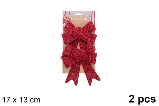 [123116] Pack 2 fiocchi natalizi rosso vivo 17x13 cm