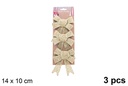 Pack 3 lazos navidad oro brillante 14x10cm