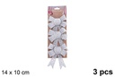 Pack 3 lazos navidad plata brillante 14x10cm