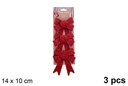 Pack 3 lazos navidad rojo brillante 14x10cm