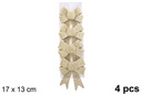Pack 4 lazos navidad oro brillante 17x13cm