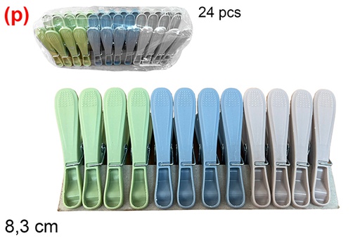 [123136] Pack 24 pinças de plástico coloridas 8.3 cm