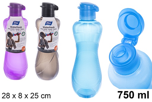 [123147] Bouteille d'eau en plastique couleurs assorties 750 ml