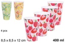 Set 4 vasos plástico 400ml