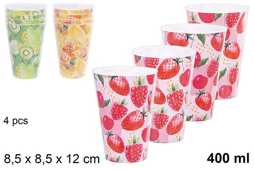 [123148] Set of 4  plastic glasses 400ml