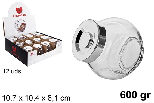 [123155] Glass jar with silver lid 600 grams