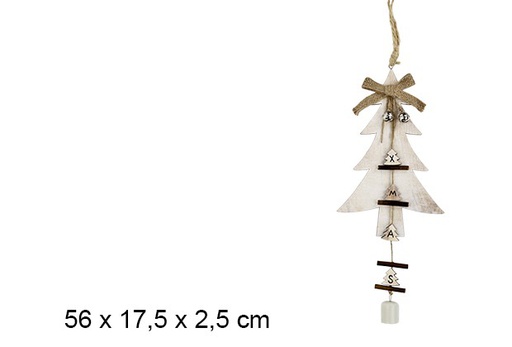 [100159] Pingente de árvore de Natal em madeira com laço