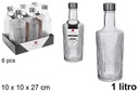 Botella cristal agua Milán tapa acero 1 litro