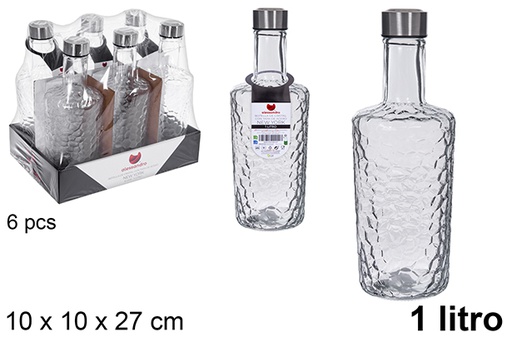 [123165] Botella cristal agua New york tapa acero 1 litro