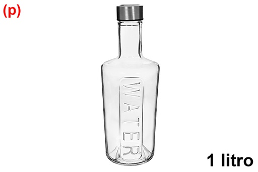 [123166] Paris glass water bottle with steel lid, 1 liter