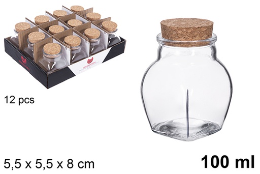 [123173] Frasco de vidro com rolha de cortiça 100 ml