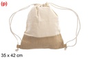 Bolso mochila saco yute y algodón natural 35x42cm