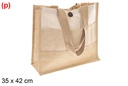 Bolso frente yute y algodón natural 35x42cm