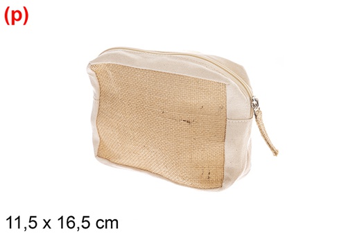 [123187] Bolso yute y algodón natural con bolsillo frontal 21.5x16.5cm (copia)