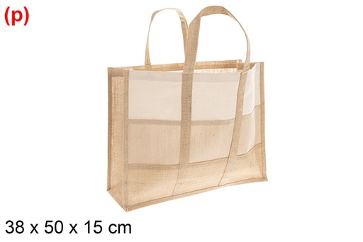 [123189] Bolso yute y algodón natural 38x50x15cm